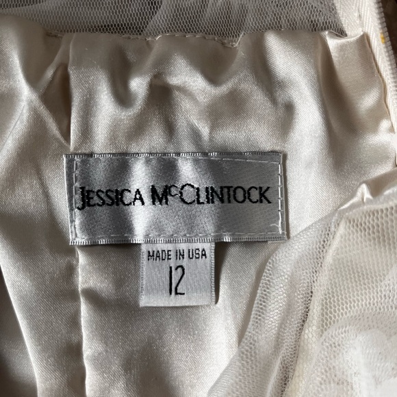 Vintage Jessica McClintock Short Ivory Dress Size 12 ,Court House Wedding Dress - Picture 12 of 16